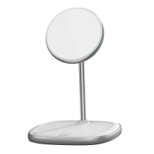 Беспроводное зарядное устройство Baseus Swan Magnetic с функцией MagSafe и Qi 15W Белый
