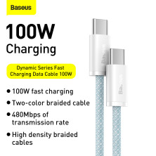 Кабель Baseus Dynamic Series Fast Charging Data Cable Type-C to Type-C 100W 20V 5A 1m Синій
