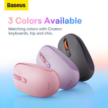 Беспроводная мышка Baseus F01B Tri-Mode Wireless Mouse 2.4G/BT1+BT2 800-1200-1600dpi Розовый