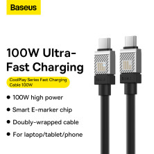 Кабель Baseus CoolPlay Series Fast Charging Data Cable Type-C to Type-C 100W 20V 5A 1m Черный