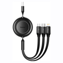 Кабель Baseus Bright Mirror 2 Series Retractable 3-in-1 Fast Charging Data Cable USB to Lightning+Type-C+MicroUSB 3.5А 1.1m Чорний