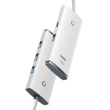 USB-хаб Baseus 4in1 Lite Series 4-Port Type-A HUB Adapter Type-A to USB3.0*4 кабель 2м Білий