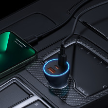 Автомобильное зарядное устройство Baseus Golden Contactor Pro Triple Fast Charger Car Charger 65W USB+2Type-C Серый