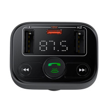 FM-трансмиттер Baseus S-09 Lite T-Typed FM Launcher MP3 Car Charger 2USB+Type-C 3.4A Черный