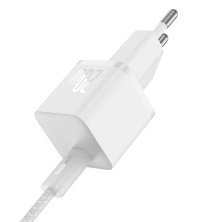 Сетевое зарядное устройство Baseus GaN5 Mini Fast Charger 1C PD3.0 20W Type-C 3A + кабель Baseus Type-C to Type-C 100W 20V/5A 1м Белый