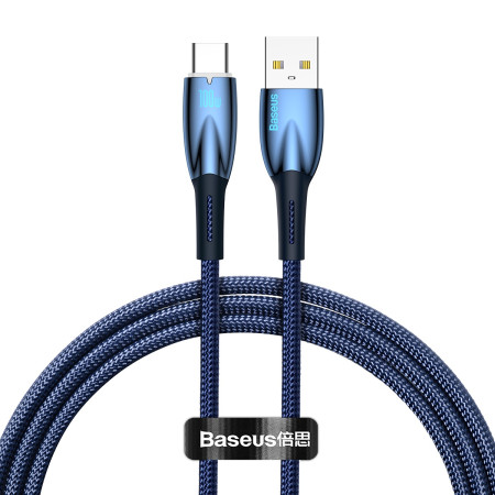 Кабель Baseus Glimmer Series Fast Charging Data Cable USB to Type-C 100W 20V 5A 1m Синій