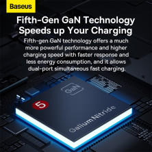 Мережевий зарядний пристрій Baseus GaN5 Pro Ultra-Slim Ultra-Slim Fast Charger 65W USB+Type-C + кабель Baseus Type-C to Type-C 100W 20V/5A 1м Універсальний Сірий