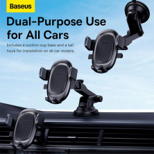 Автотримач для телефона Baseus UltraControl Pro Series Clamp-Type Car Holder Set на торпедо і в повітропровід Чорний
