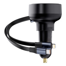 Автомобільний зарядний пристрій Baseus Enjoyment Pro Retractable 60W Type-C і з вбудованим кабелем 2-in-1 Type-C и Lightning  0.70м Чорний