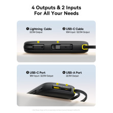 УМБ Baseus EnerFill FC31 Qpow3 Dual-Cable 20000mAh 22.5W с технологией QC3.0+PD3.0 и iP 20W+Type-C 22.5W кабелем Черный