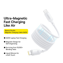 Кабель Baseus PicoGo Magnetic Liquid Silicone Series Fast Charging Data Cable Type-C to Type-C 240W 1m Белый