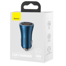 Автомобільний зарядний пристрій Baseus Golden Contactor Max Dual Fast Charger Car Charger 60W 2USB Блакитний