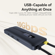 USB-хаб Baseus 6in1 Dual Fast Charging 6-Port Type-C HUB Adapter Type-C to USB3.2*1, USB2.0*1,Type-C3.2*2, Type-C(PD)*1, 4KHDMI Черный