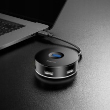 USB-хаб Baseus 5in1 Round Box HUB Adapter Type-C to USB3.0, USB2.0*3, Micro USB Серый