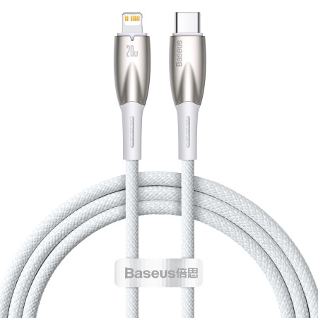 Кабель Baseus Glimmer Series Fast Charging Data Cable Type-C to Lightning PD 20W 1m Белый