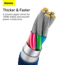 Кабель Baseus Crystal Shine Series Fast Charging Data Cable USB to Type-C 100W 20V 5A 1.2m Синий