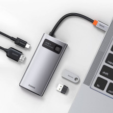 USB-хаб Baseus 4in1 Metal Gleam 4-Port Type-C HUB Adapter Type-C to USB3.0*1, USB2.0*1, Type-C(PD)*1, 4KHDMI Сірий