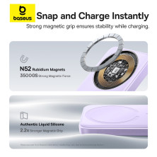 УМБ Baseus EnerFill FM11 Ultra-Mini Magnetic 2in1 10000mAh 22.5W 3A QC3.0+PD3.0 с Беспроводной зарядкой Qi 15W Фиолетовый