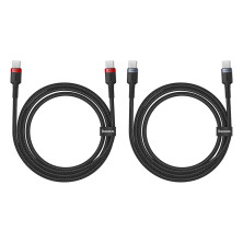Кабель Baseus Cafule Flash Charging Data Line Cable Type-C to Type-C PD 2.0 QC 3.0 100W 20V 5A 1m Набор 2 шт Черный