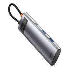USB-хаб Baseus 7in1 Metal Gleam 7-Port Type-C HUB Adapter Type-C to USB3.0*2, Type-C(PD)*1, Type-C*1, 4KHDMI, TF, SD Серый