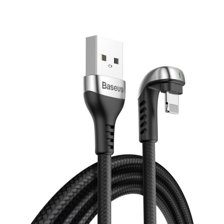 Кабель Baseus Green U-Shaped Lamp Mobile Game Cable USB to Lightning 2.4A 1m Чорний