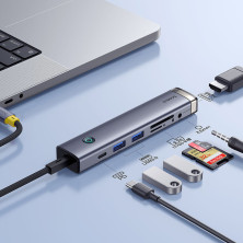 USB-хаб Baseus 7in1 UltraJoy AIR 7-Port Type-C HUB Adapter Type-C to USB3.0*2, Type-C(PD)*1, 4KHDMI, AUX, SD/TF 3.0 Серый