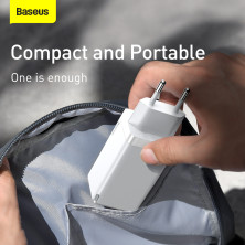 Сетевое зарядное устройство Baseus Quick GaN2 Pro QC4.0+PD3.0 65W USB+2Type-C 5A + кабель Baseus Type-C to Type-C 100W 20V/5A 1м Белый