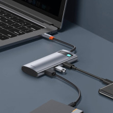 USB-хаб Baseus 7in1 Metal Gleam 7-Port Type-C HUB Adapter Type-C to USB3.0*2, Type-C(PD)*1, Type-C*1, 4KHDMI, TF, SD Серый