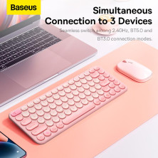 Клавіатура бездротова Baseus K01A Wireless Tri-Mode Keyboard 2.4G/BT1+BT2 Рожевий