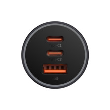 Автомобильное зарядное устройство Baseus Golden Contactor Pro Triple Fast Charger Car Charger 65W USB+2Type-C Серый