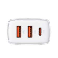 Сетевое зарядное устройство Baseus Compact Quick Charger QC3.0+PD3.0 30W 2USB+Type-C 3A Белый