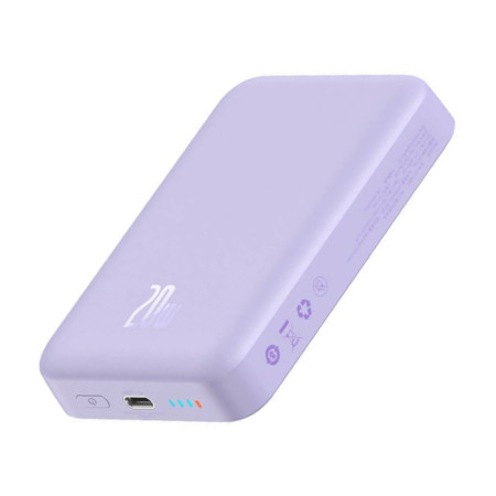 УМБ Baseus Magnetic Mini Wireless Fast Charge 2in1 10000mAh 20W 2.4A QC3.0+PD3.0 с Беспроводной зарядкой Qi 15W Фиолетовый