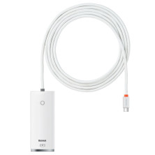 USB-хаб Baseus 4in1 Lite Series 4-Port Type-C HUB Adapter Type-C to USB3.0*4 кабель 2м Білий