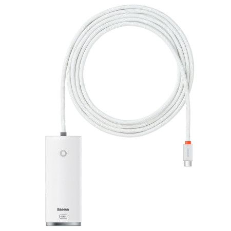 USB-хаб Baseus 4in1 Lite Series 4-Port Type-C HUB Adapter Type-C to USB3.0*4 кабель 2м Білий