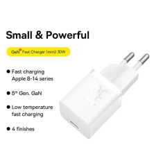 Сетевое зарядное устройство Baseus GaN5 Fast Charger 1C PD3.0 30W Type-C 3A Белый