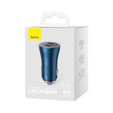 Автомобільний зарядний пристрій Baseus Golden Contactor Pro Dual Quick Charger Car Charger 40W 2Type-C Блакитний