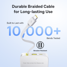 УМБ Baseus EnerFill FC51 Bipow2 Pro 10000mAh 22.5W 2.4A с технологией QC3.0+PD3.0 та Type-C кабелем 22.5W Белый