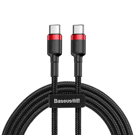 Кабель Baseus Cafule Flash Charging Data Line Cable Type-C to Type-C PD 2.0 QC 3.0 60W 20V 3A 1m Черно-Красный