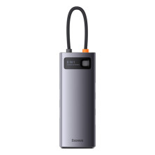 USB-хаб Baseus 8in1 StarJoy 8-Port Type-C HUB Adapter Type-C to USB3.1*3, Type-C(PD)*1, 4KHDMI, RJ45,TF, SD Сірий