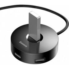 USB-хаб Baseus 4in1 Round Box HUB Adapter Type-A to USB3.0, USB2.0*3 кабель 1м Чорний
