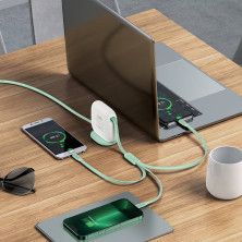 Кабель Baseus Traction Series Retractable 3-in-1 Fast Charging Data Cable Type-C to Lightning+Type-C+MicroUSB 100W 1.7m Зелений