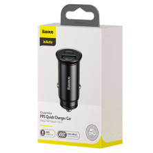 Автомобильное зарядное устройство Baseus Circular Metal PPS Quick Charger Car Charger 30W VOOC USB+Type-C Черный