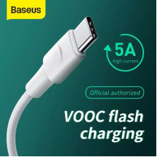 Кабель Baseus White Series Support VOOC Quick Charging Cable USB to Type-C 100W 20V 5A 1m Белый