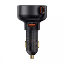 Автомобільний зарядний пристрій Baseus Enjoyment Pro Retractable 60W USB і з вбудованим кабелем Type-C 0.70м Чорний