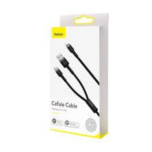 Кабель Baseus Dual Output Cafule 2-in-1 Fast Charging Data Cable USB + Type-C to Lightning 18W 1m Чорний