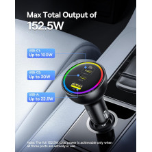 Автомобільний зарядний пристрій Baseus Multi-Port Fast Charge Car Charger 152.5W USB+2Type-C + Кабель Type-C to Type-C 100W 1м Чорний