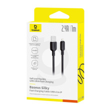 Кабель Baseus Silky Series Fast Charging Data Cable USB to Lightning 2.4A 1m Чорний