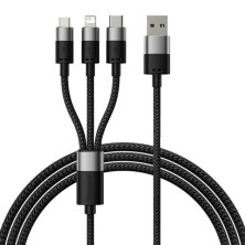 Кабель Baseus StarSpeed 3-in-1 Fast Charging Data Cable USB to Lightning+Type-C+MicroUSB 3.5А 0.6m Чорний