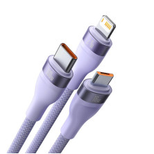Кабель Baseus Flash Series 2 3-in-2 Fast Charging Data Cable  USB+Type-C to Lightning+Type-C+MicroUSB 100W 1.2m Фіолетовий