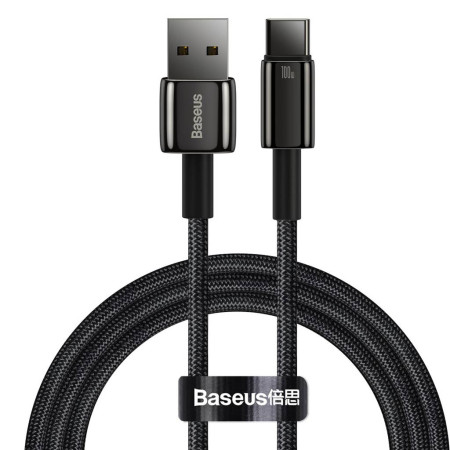 Кабель Baseus Tungsten Gold Fast Charging Data Cable USB to Type-C 100W 20V 5A 1m Черный